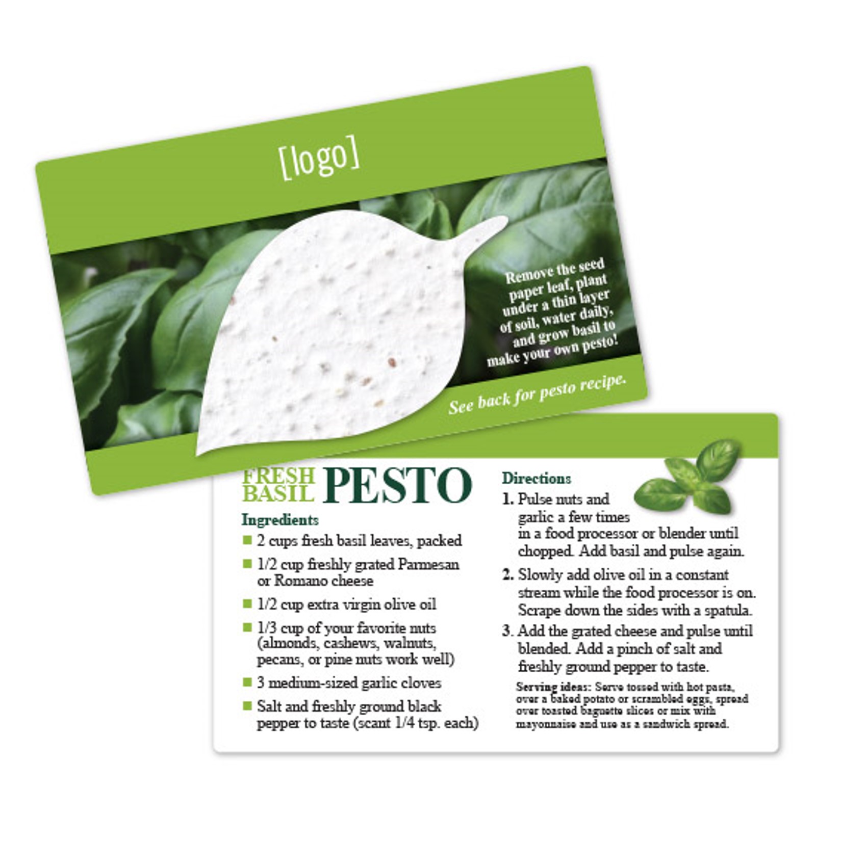 Basil Recipe Card Custom with your recipe and logo