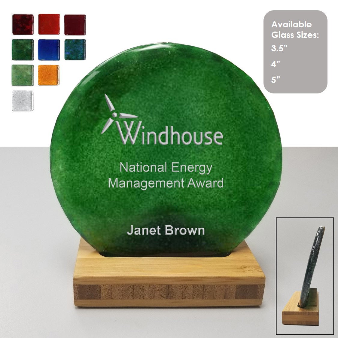 USA Made Recycled Glass Bamboo Base Awards | 4-1/2"