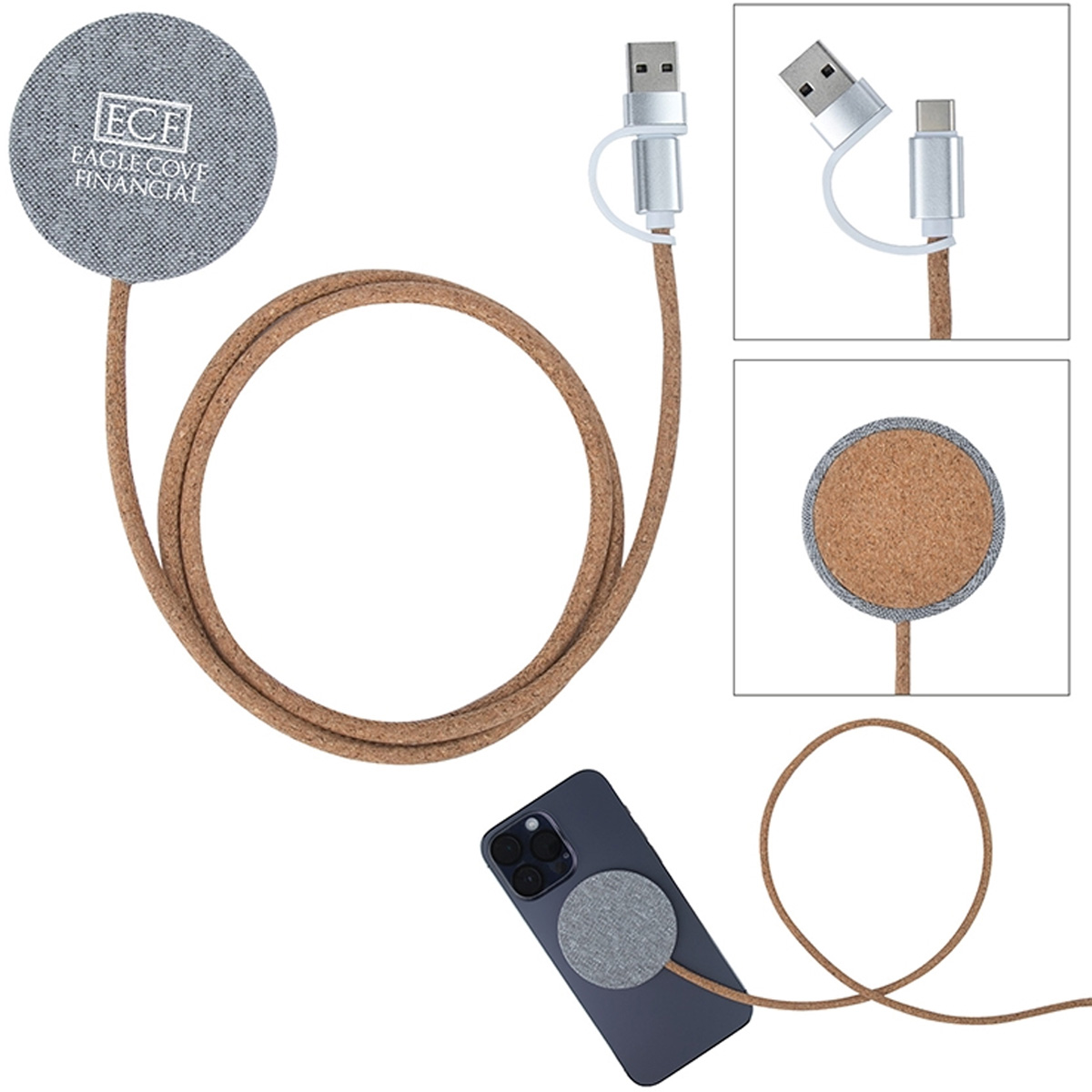 Recycled rPET & Cork Wireless Charging Pad