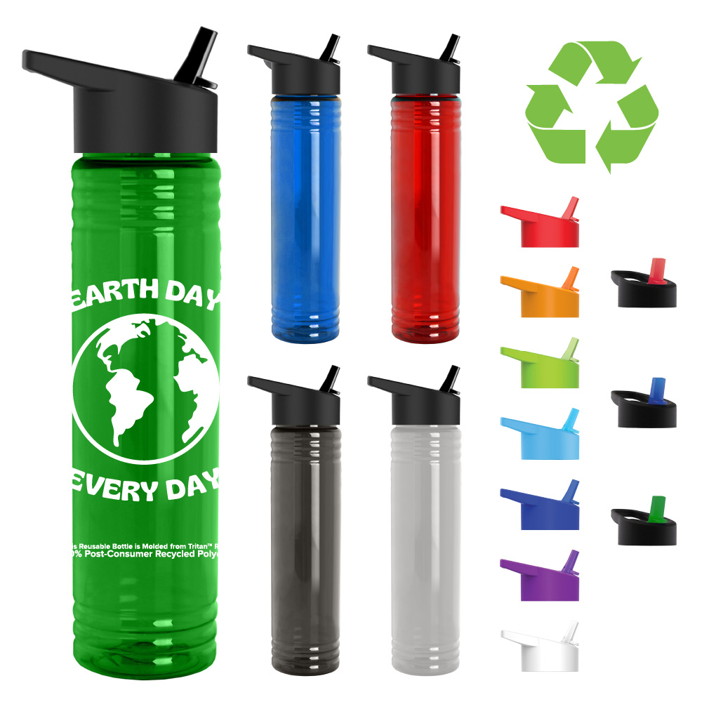 Recycled Tritan Bottle with Flip Straw Lid | USA Made | 32 oz
