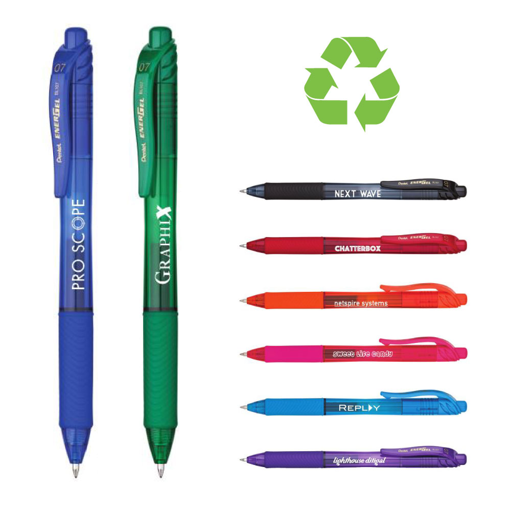 Custom Pentel Retractable Liquid Gel Ink Pen | Recycled