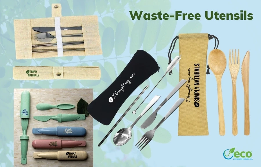 Image with four reusable utensil sets