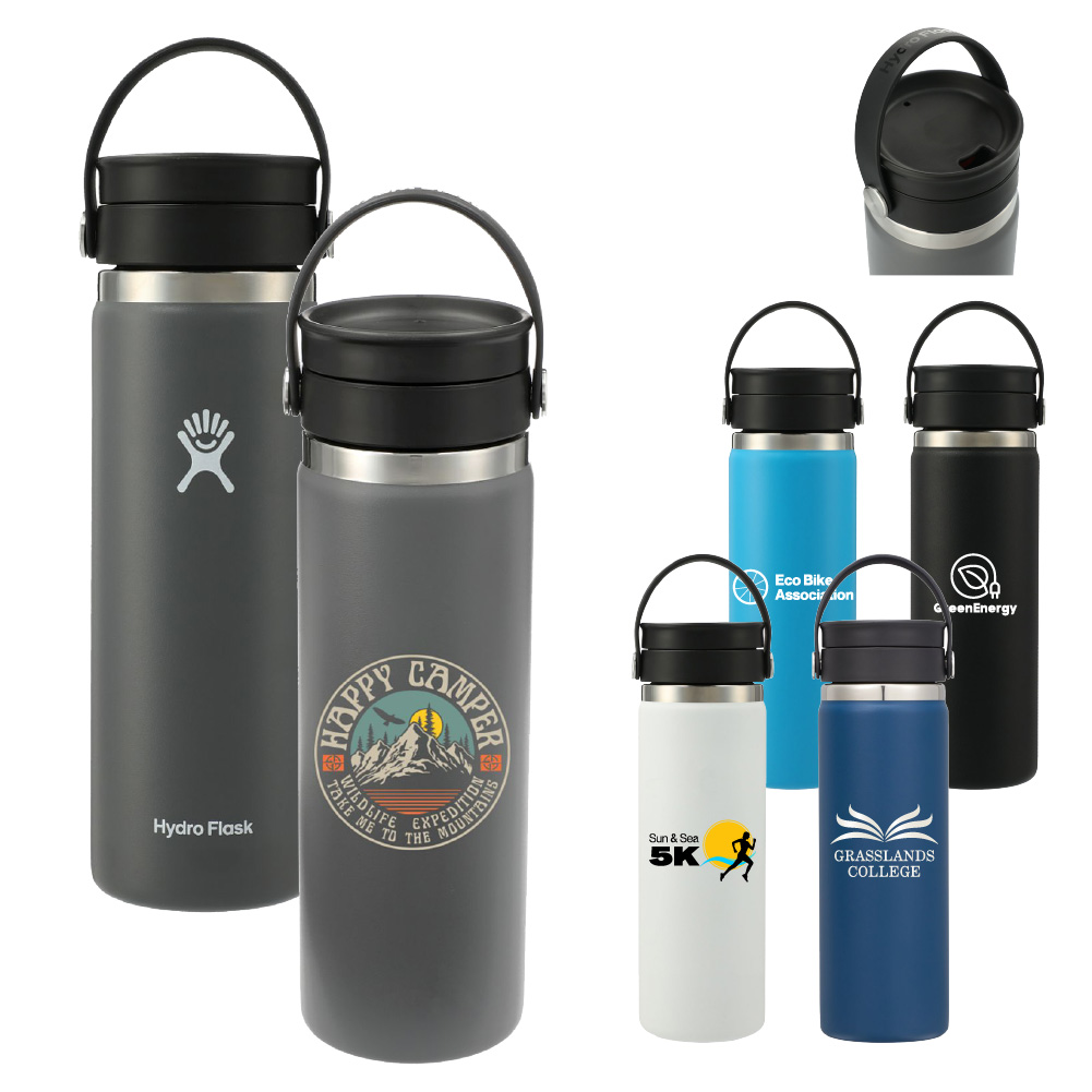 Hydro Flask® 20 Oz Wide Mouth Tumbler w/Sip Lid in stone, indigo, pacific, black, and white