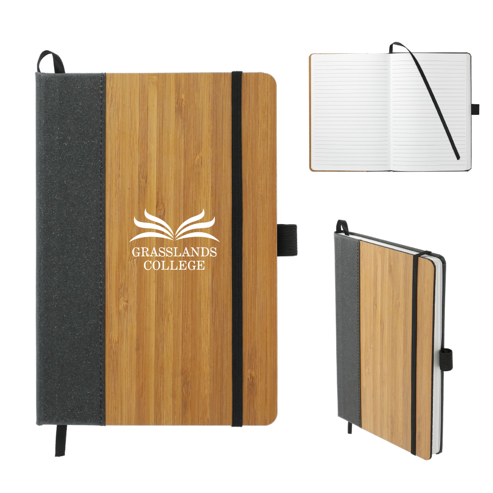 FSC Bamboo Notebook with Recycled Leather Accent | 6x9