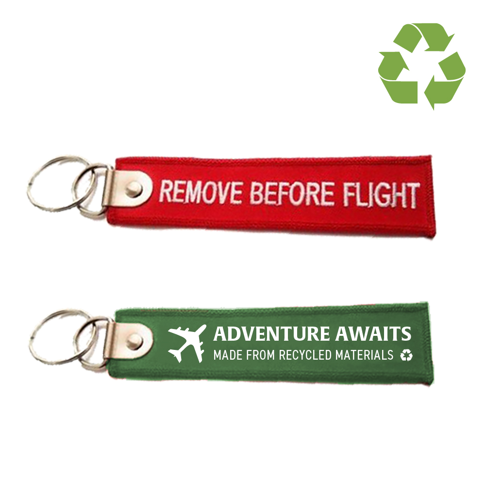 Recycled Luggage Flight Key Chain Tag