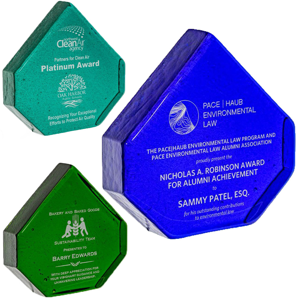 Freestanding Recycled Glass Pinnacle Award | USA Made | 6"
