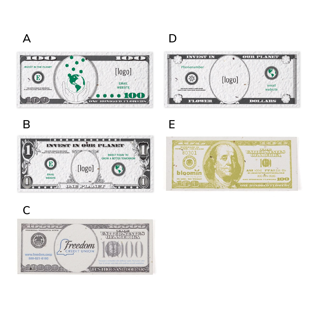 Seeded Paper Dollar Bill | Recycled | USA Made 5 options