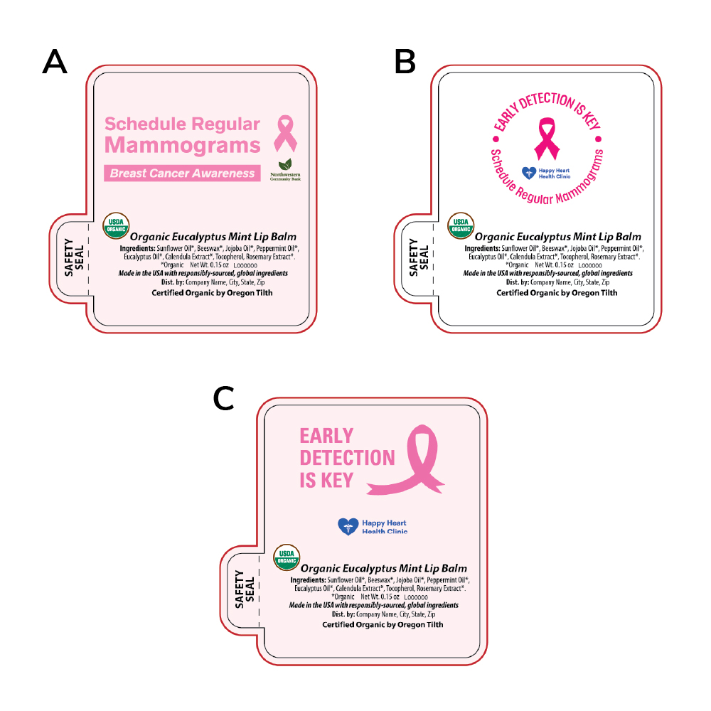 Breast Cancer Awareness Lip Balm | Certified Organic | USA Made 3 design options