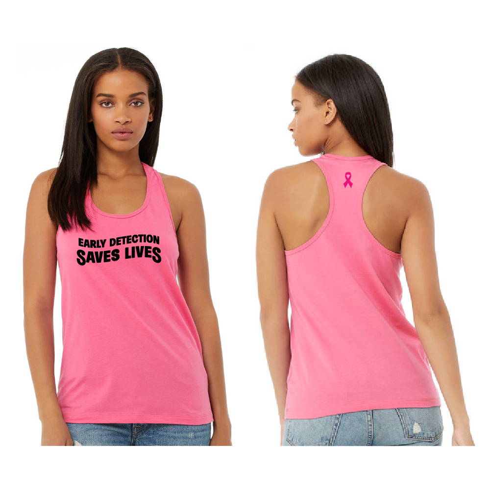 Breast Cancer Awareness Ladies' 100% Cotton Racerback Tank | WRAP Certified in 5 color and design options