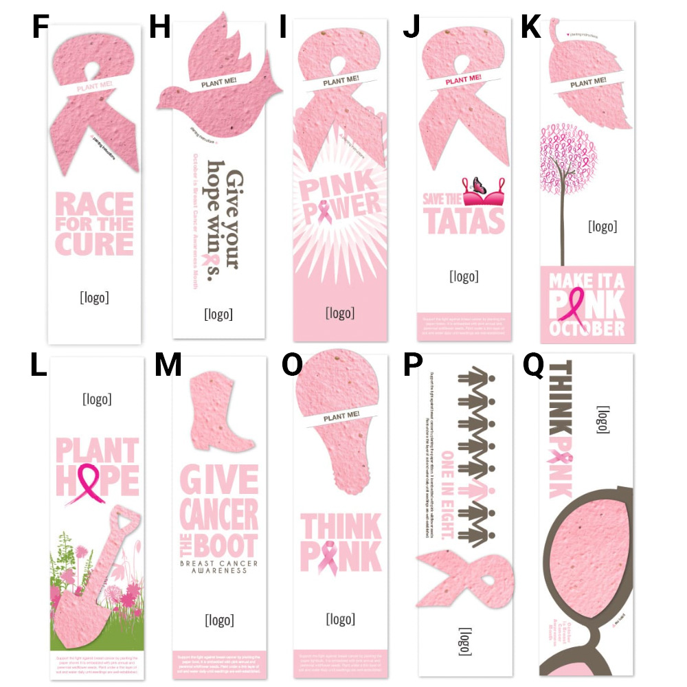 Custom Breast Cancer Awareness Bookmark w/ Seeded Plantable Shape
