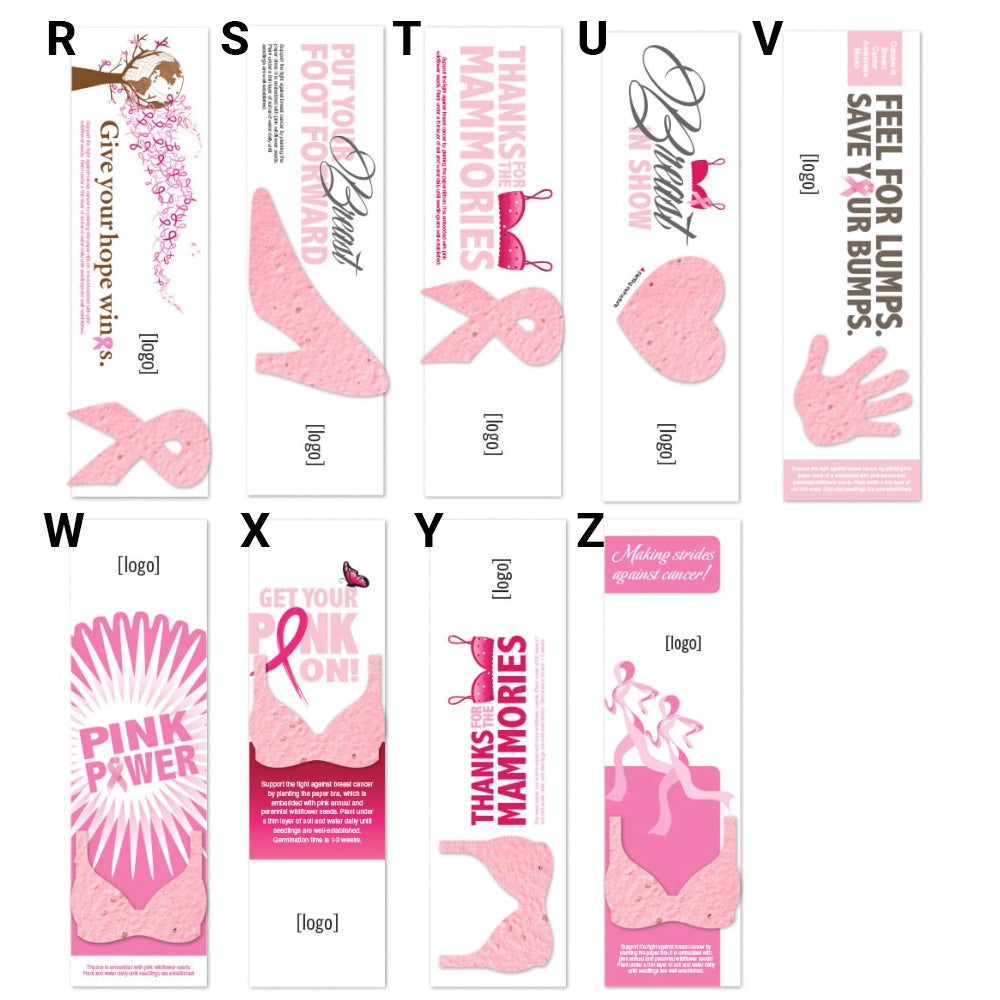 Custom Breast Cancer Awareness Bookmark w/ Seeded Plantable Shape