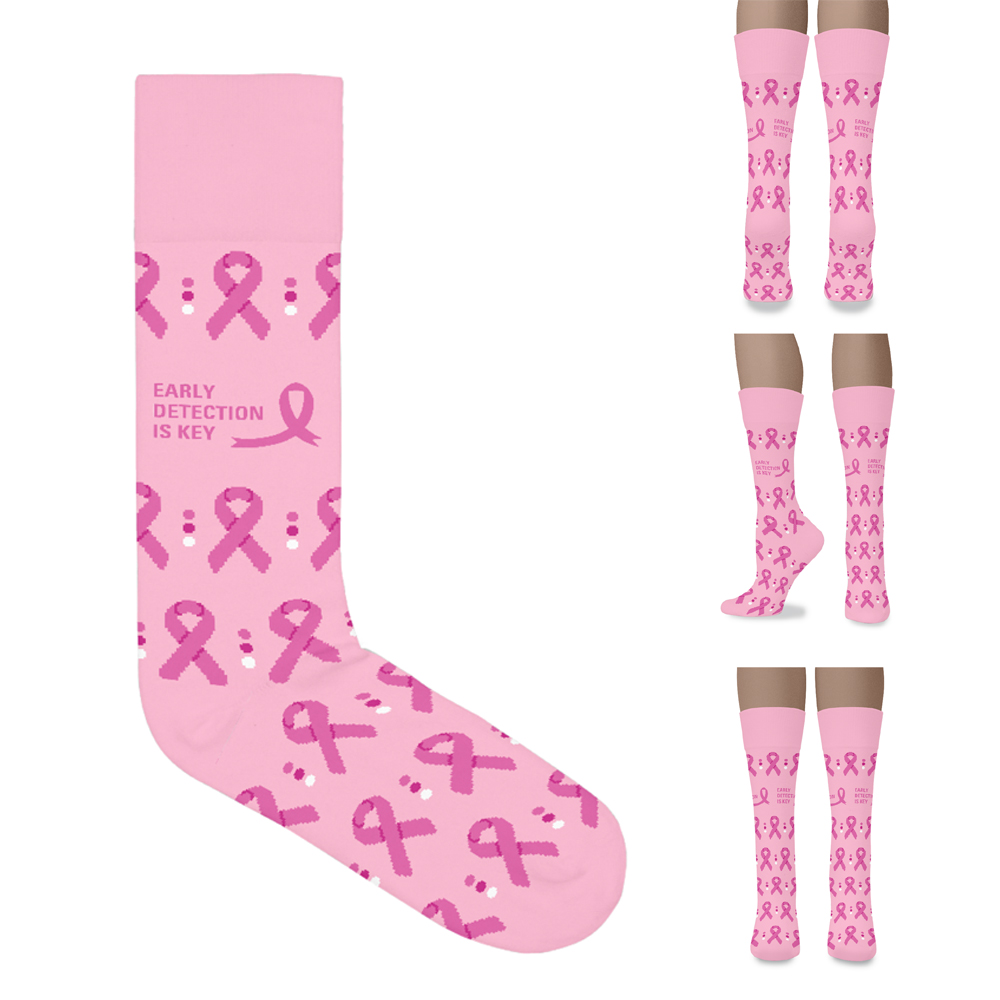Breast Cancer Awareness Custom Cotton Crew Socks | USA Made Option 2