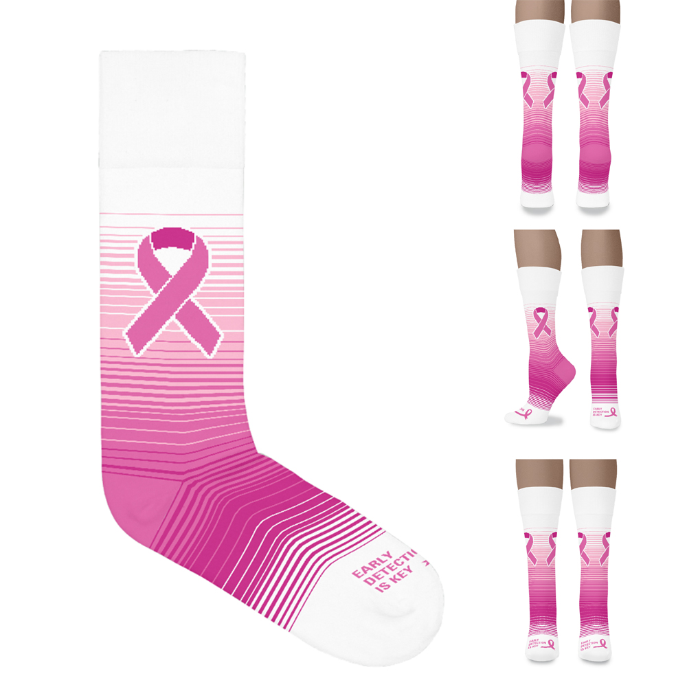 Breast Cancer Awareness Custom Cotton Crew Socks | USA Made Option 3