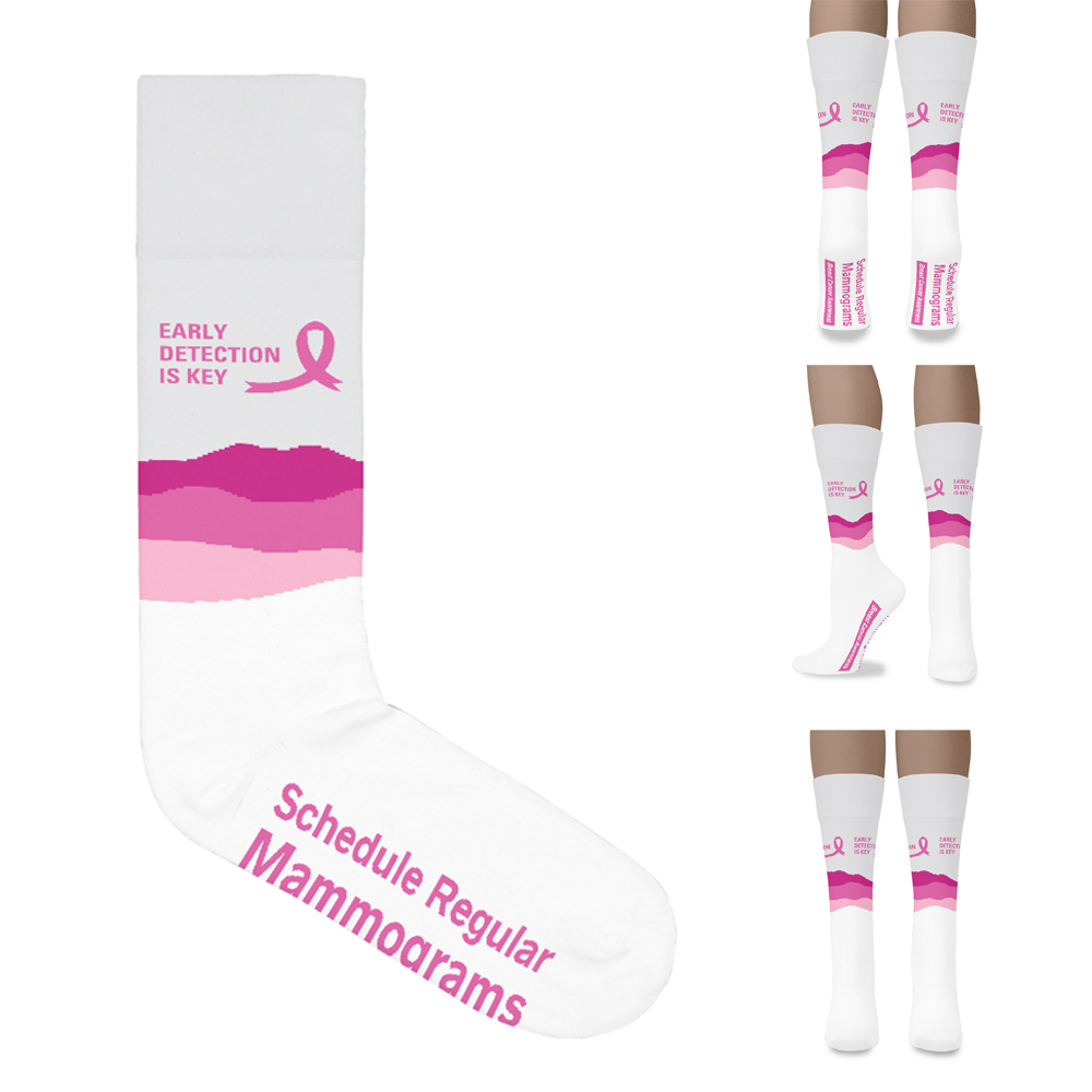 Breast Cancer Awareness Custom Cotton Crew Socks | USA Made Option 4