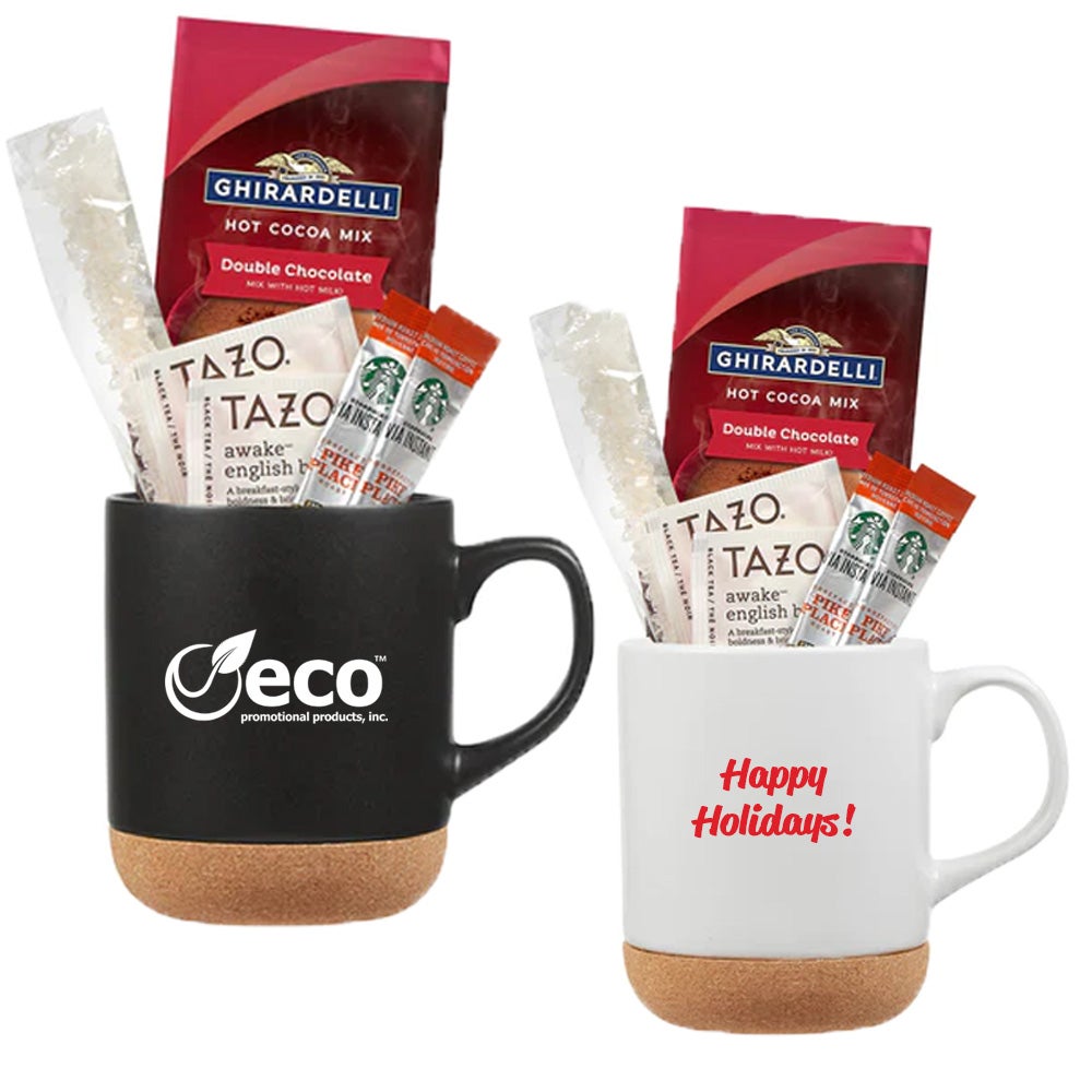 Cork Base Ceramic Mug Drink Mix Gift Set | 14 oz