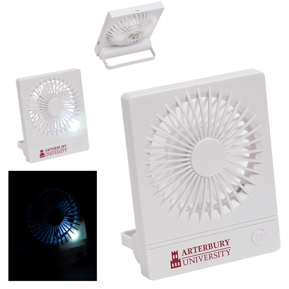 Rechargeable mini white desktop fan