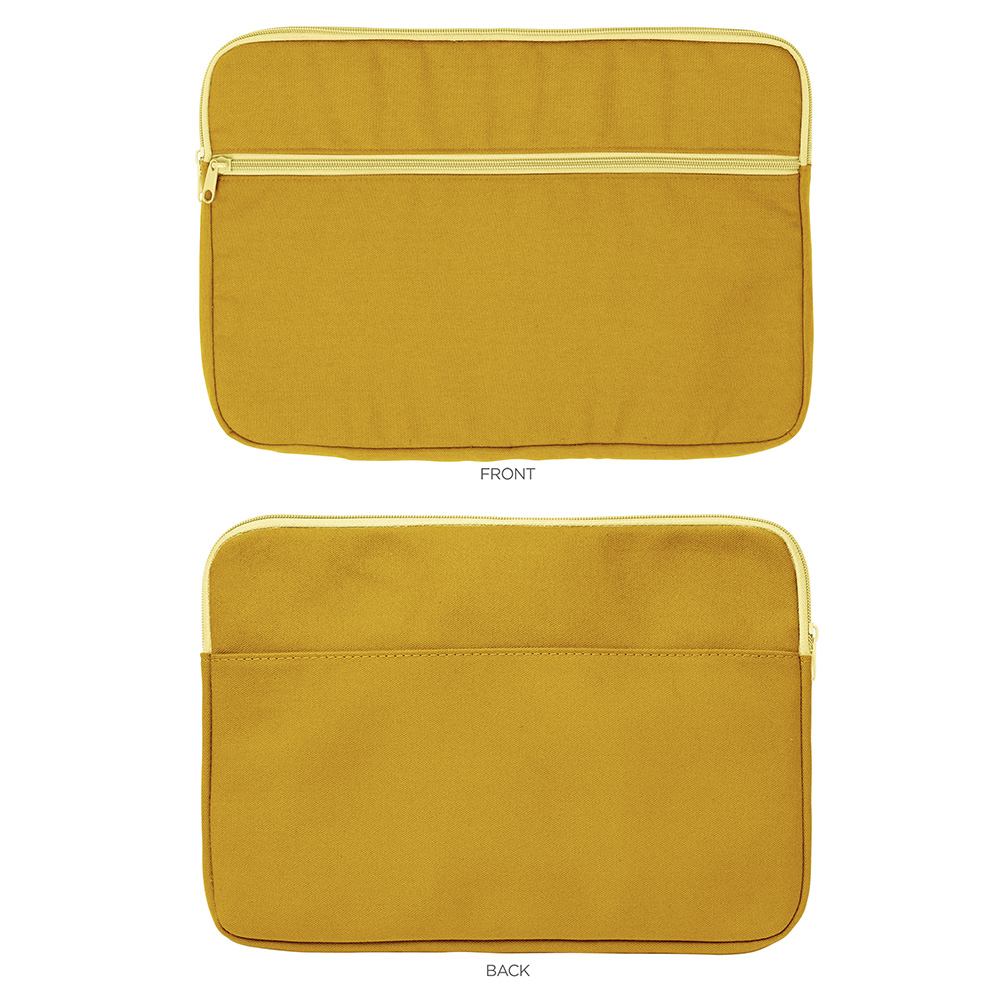 100% recycled custom zippered laptop sleeve front and back