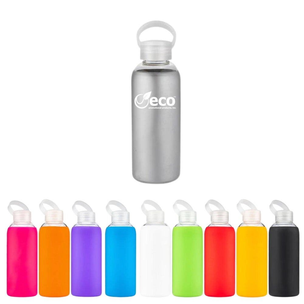 Custom Glass Bottle with Silicone Sleeve | 18 oz