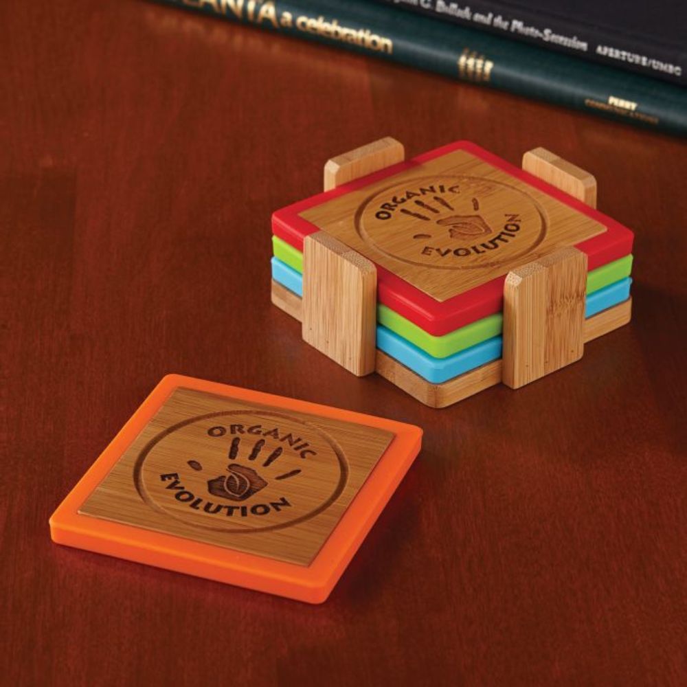  Custom Coasters | Bamboo Engraved | Eco Friendly Promotional Product