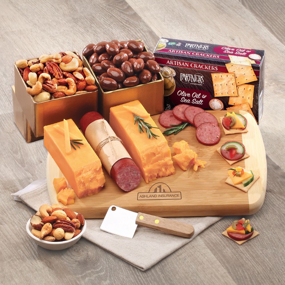 Gourmet Bamboo Cheese & Snack Board Gift Set Natural