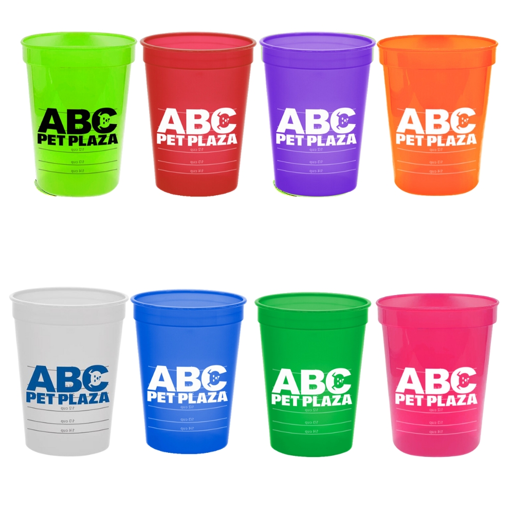 16oz Reusable Color-Changing Plastic Stadium Cups, BPA-Free, Made in USA,  Dishwasher Safe
