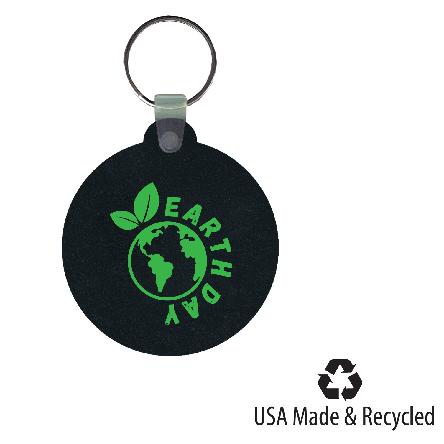 Earth Day Recycled Tire Circle Keychain USA Made