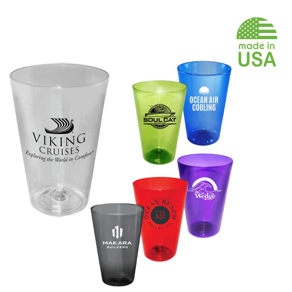 Recycled Ocean Plastic Pint Glass USA Made | 16 oz