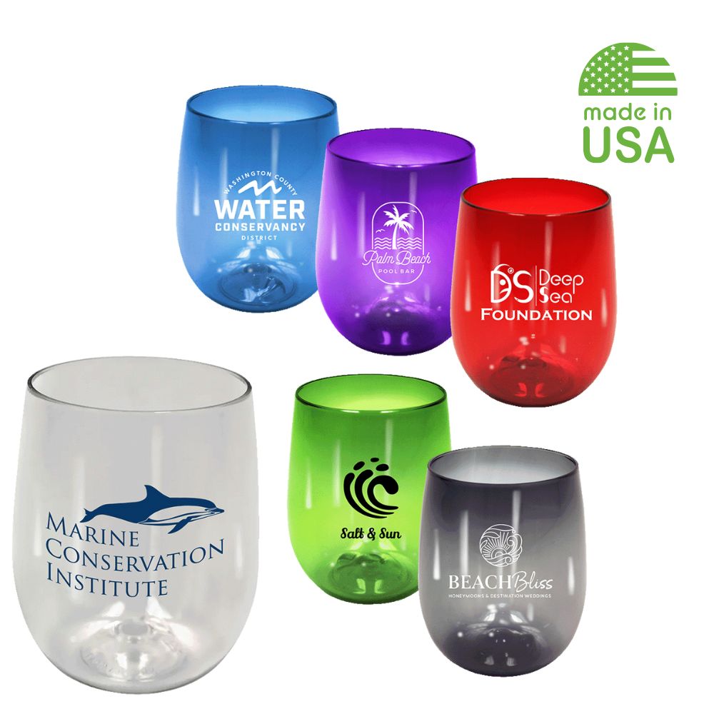 Recycled Ocean Plastic Stemless Wine Glass | USA Made | 12 oz