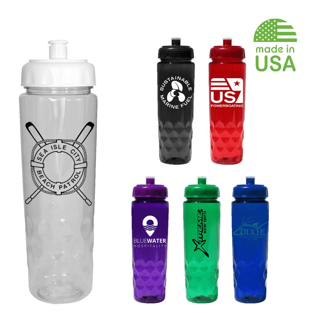 Recycled Ocean Bound Plastic Water Bottle Push Pull Lid USA Made | 24 oz