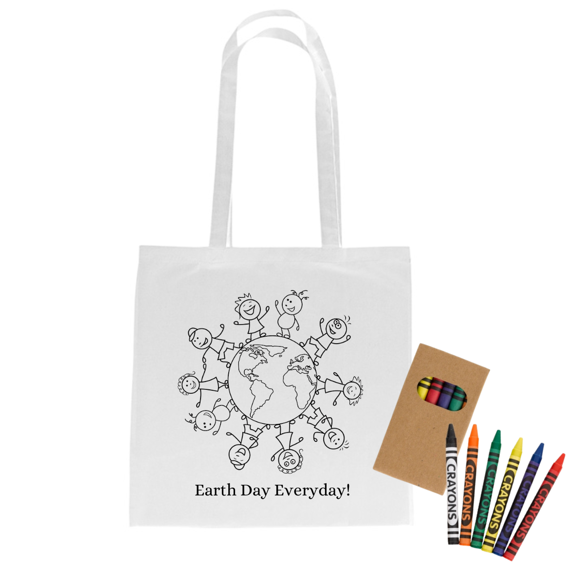 Cotton Coloring Tote with Crayons  15x15