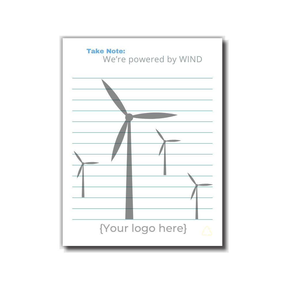 Eco Exclusive Energy Awareness USA Made Recycled Scratch Pad | 4x5 Wind