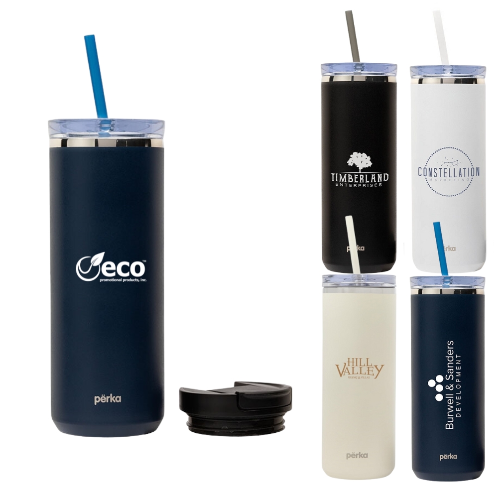 Perka® Insulated Tumbler with Dual Lids | 18 oz | Eco Promotional Products