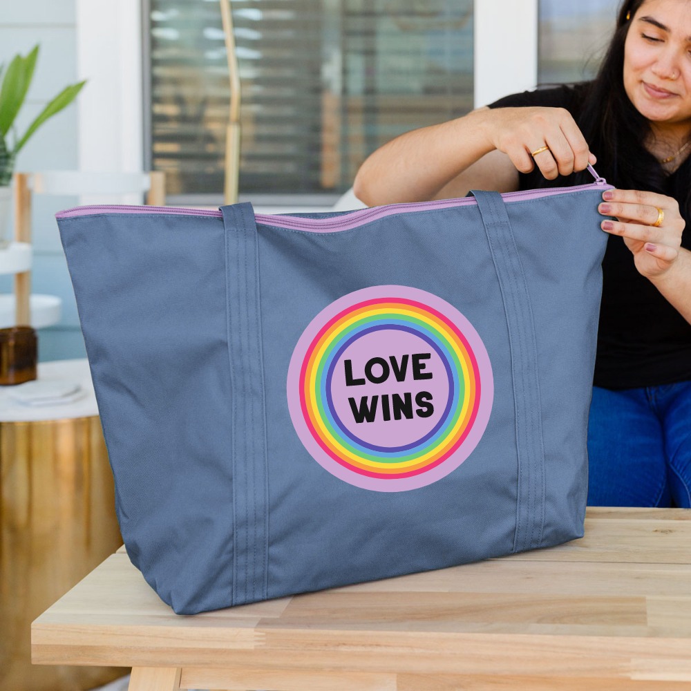 Pride Love Wins 100% rPET Zippered Weekender Tote Bag Recycled