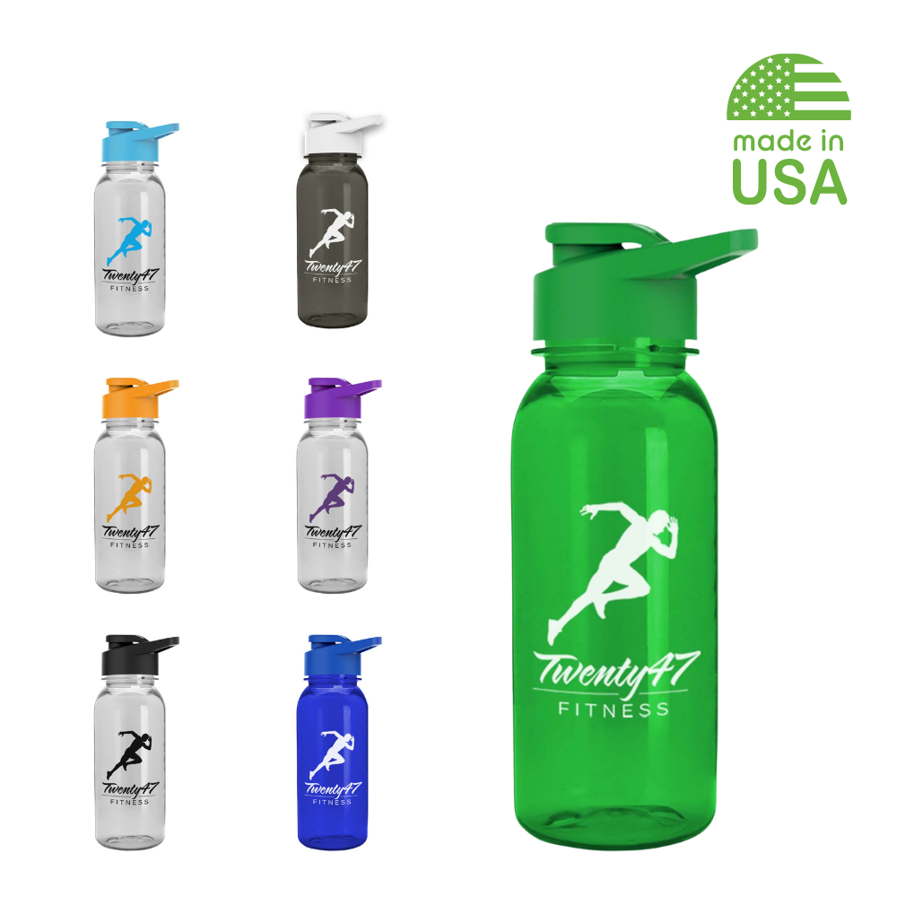 Tritan Water Bottle  USA Made  Drink Thru Lid  18 oz