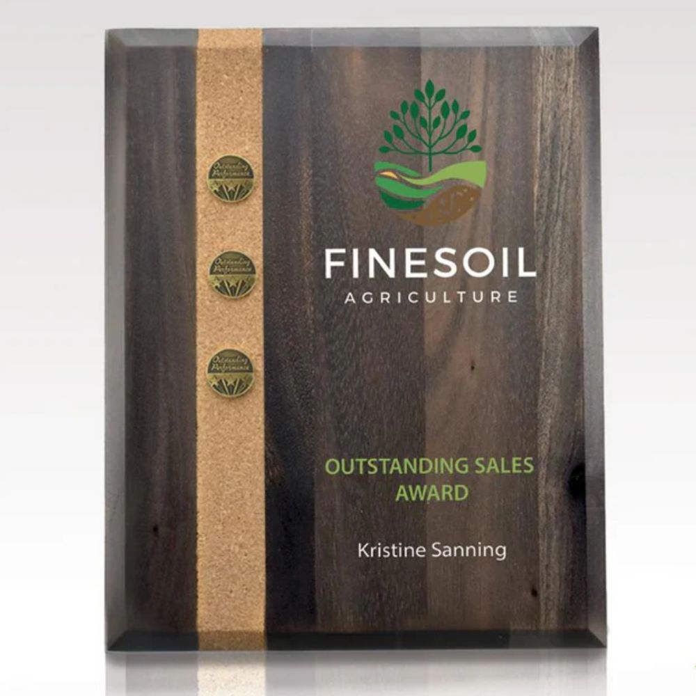 Full Color FSC Certified Cork & Wood Plaque | Perpetual Award | 8x10