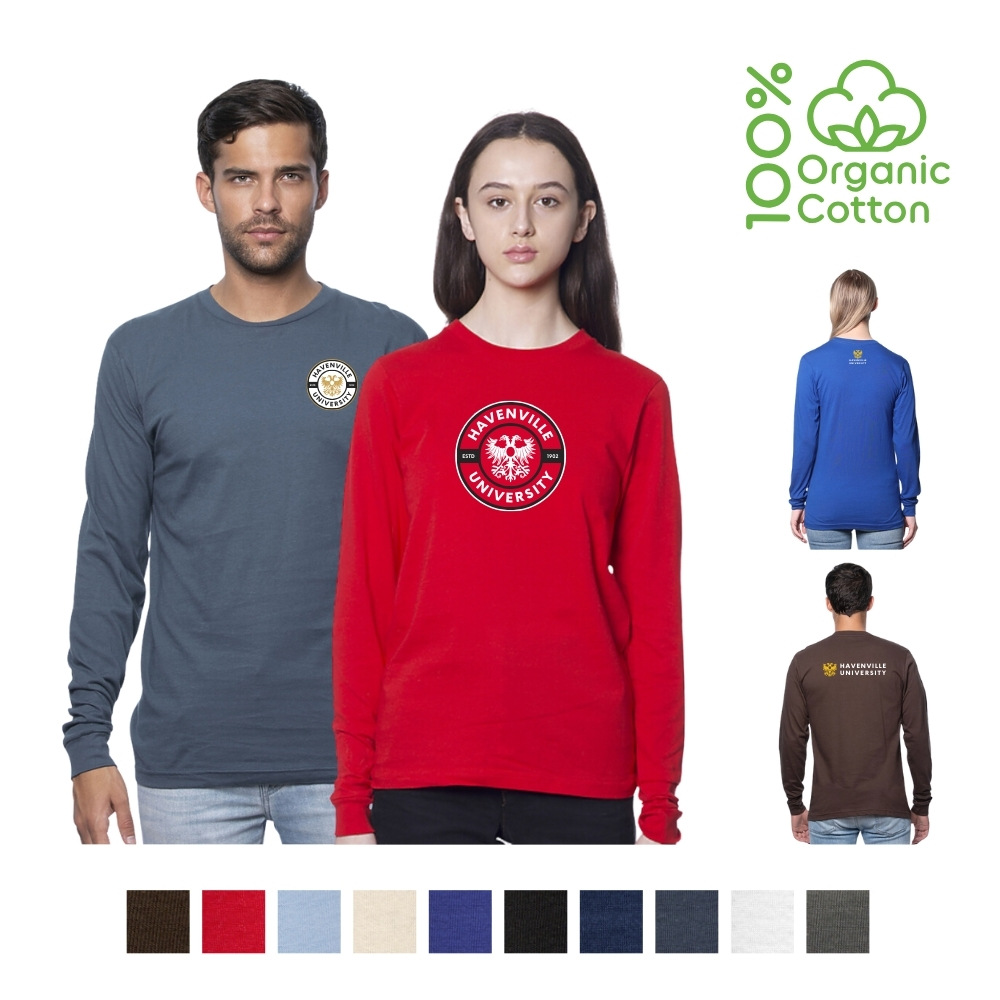 100% Organic Cotton Long Sleeve Adult T-Shirt | USA Made
