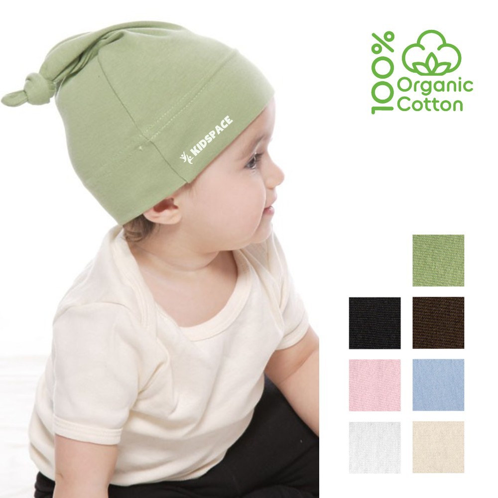 Certified Organic Cotton Infant hat with Logo USA Made