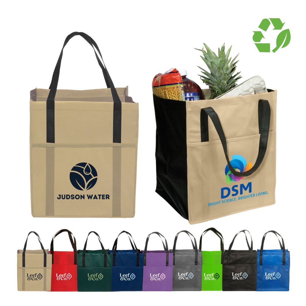 Recycled Economy Grocery Tote Bag | 13x15x10 
