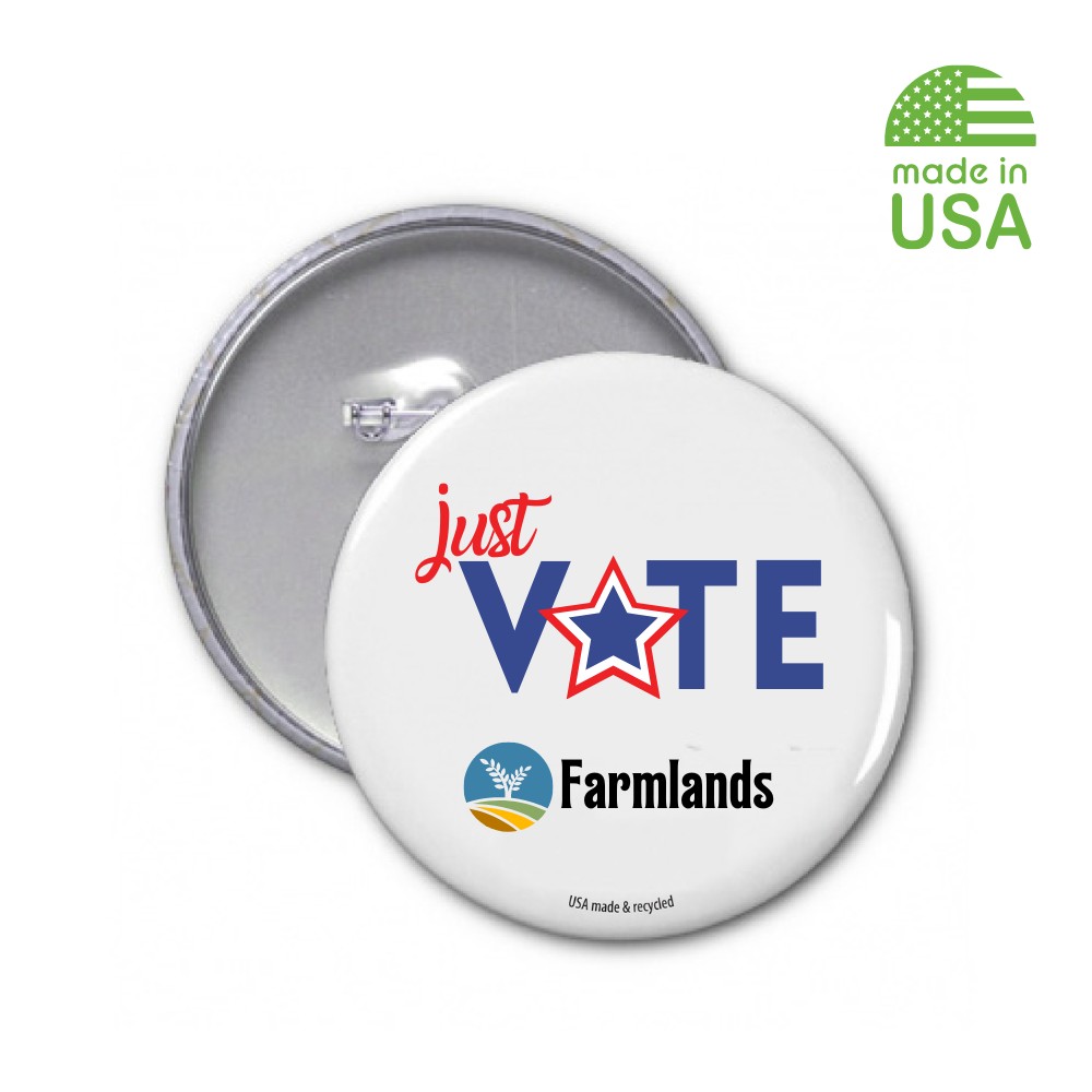 USA Made Recycled Voter Buttons | Just Vote