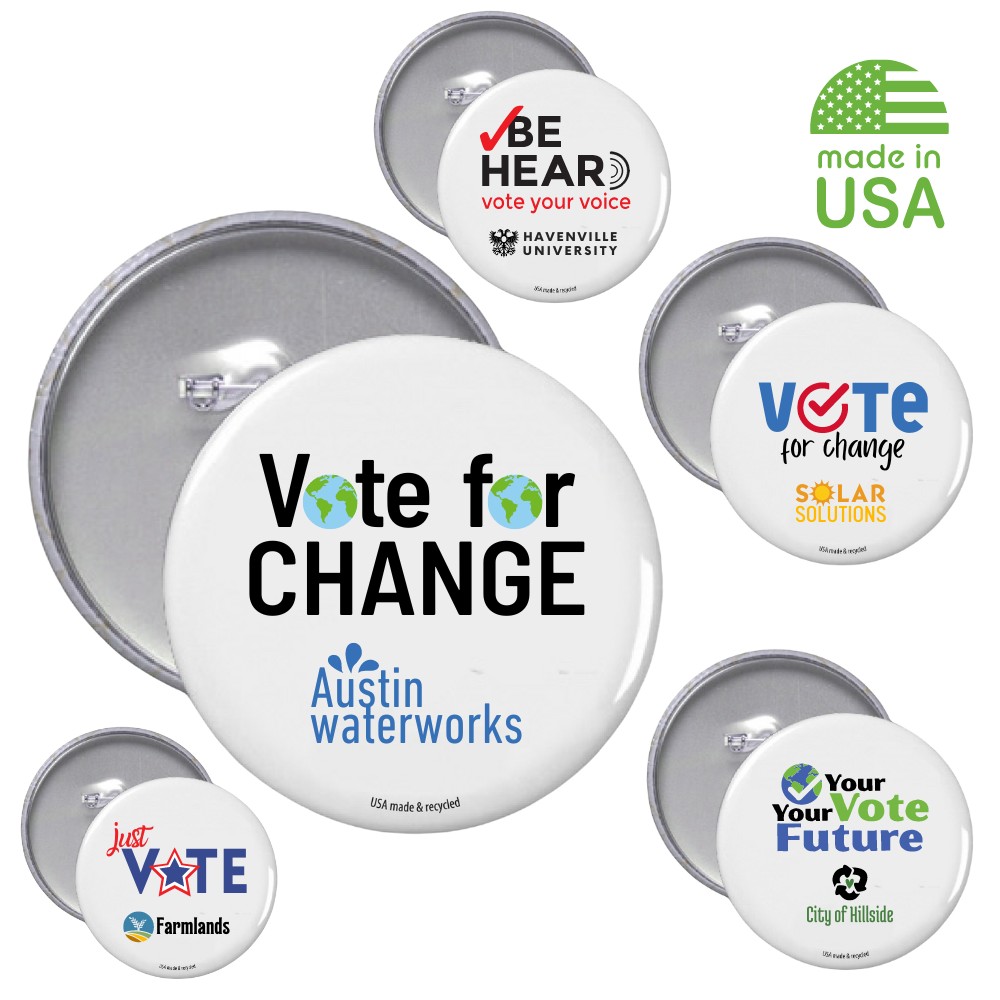 USA Made Recycled Voter Buttons | 2-1/2" Round