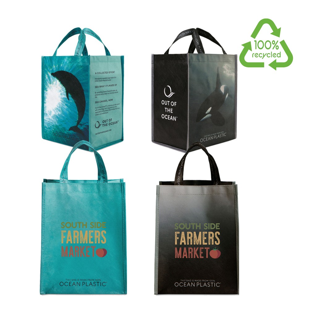 100% Recycled Ocean Plastic Tote Bag | 12x10x8