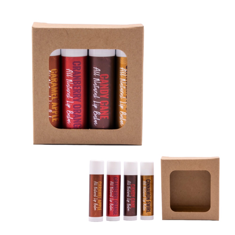 Custom Natural USA Made Holiday Lip Balm 4 Pack