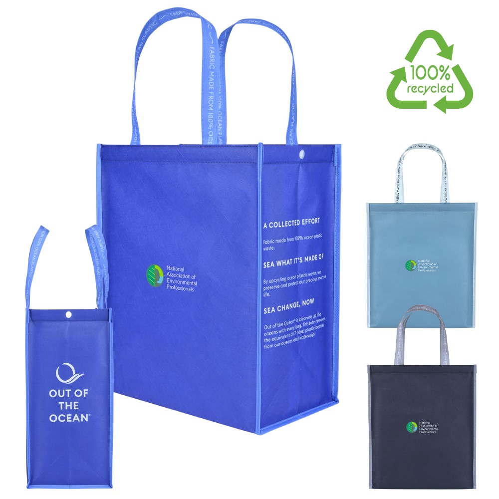 Out of the Ocean® 100% Recycled Ocean Plastic Tote | Click N’ Stay® | 16x14x8