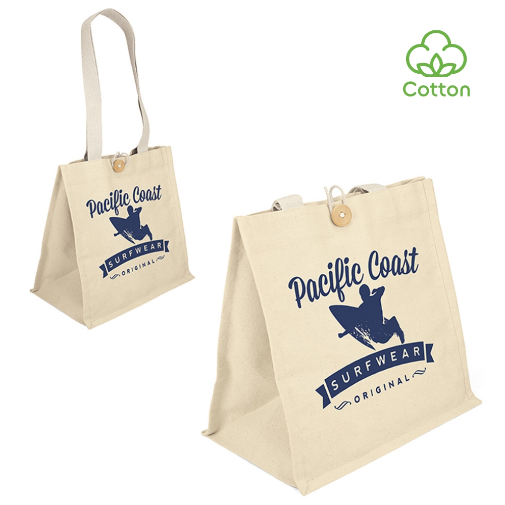 Durable 10 oz Custom Cotton Tote Bag With Button