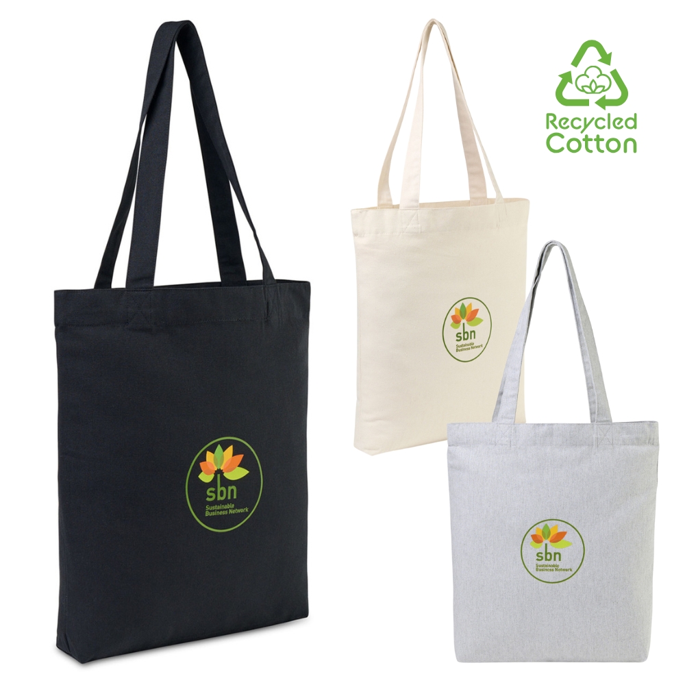 Custom AWARE™ Recycled Cotton Gusset Bottom Tote Bag | 15x16x1