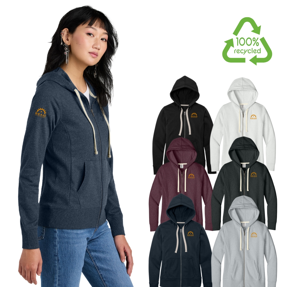 Womens recycled full zip District Re-Fleece hoodie sweatshirt