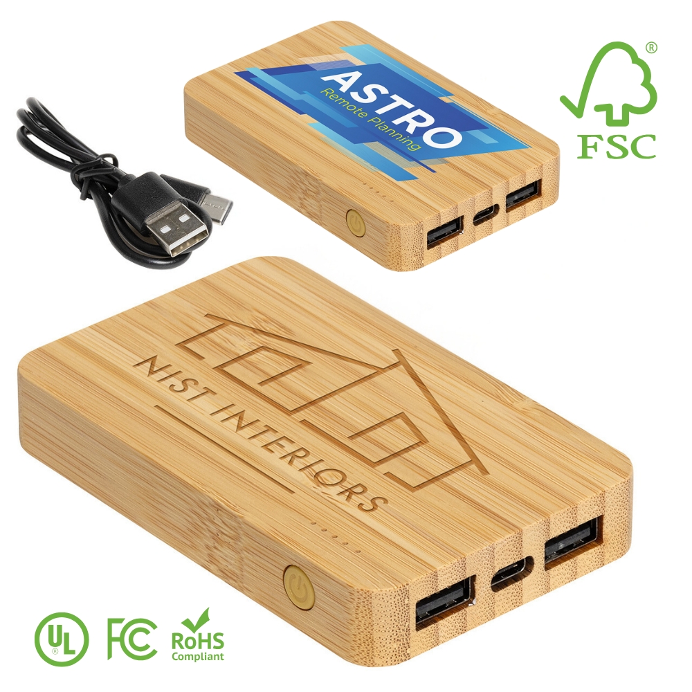 Wireless Bamboo Power Bank | 5000 mAh