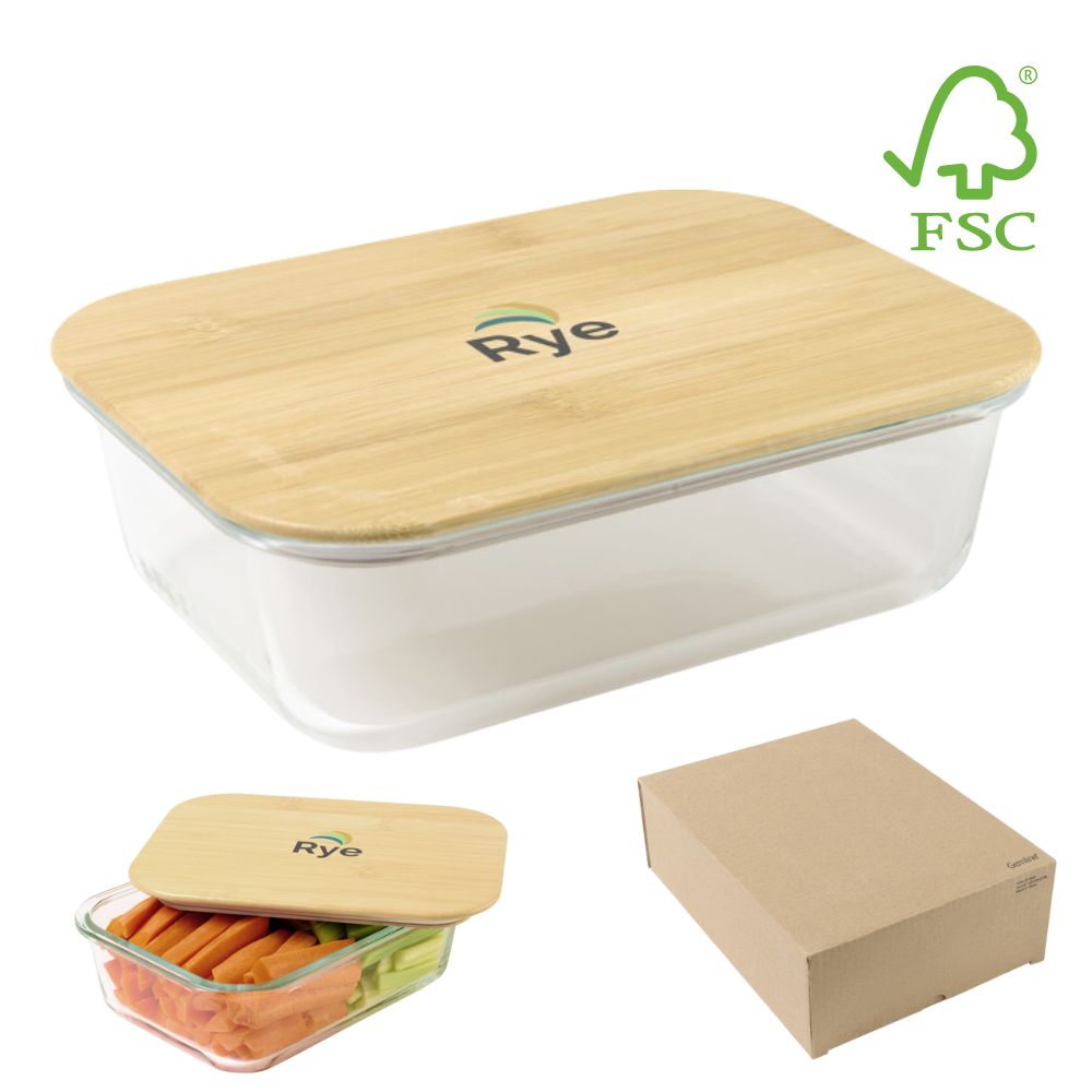 Glass Food Storage Container with FSC Bamboo Lid | 4 Cup