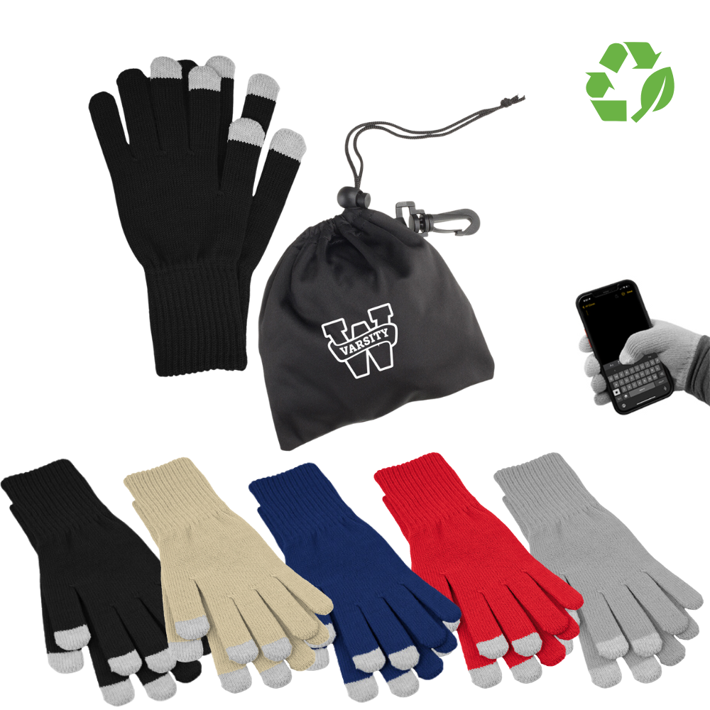 Recycled RPET Touch Screen Gloves with Pouch