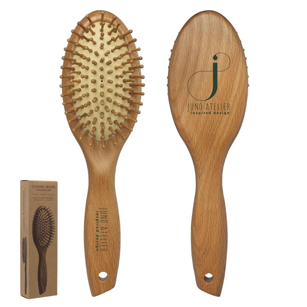 Branded Classic Wood and Bamboo Hairbrush